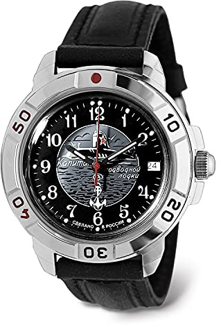 VOSTOK Komandirskie 431831 U-Boot Commander Russische Militär mechanische Armbanduhr Lederband B