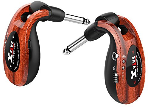 Xvive U2 Guitar Wireless System Ricaricabile 2.4GHz Digital Guitar Wireless Transmitter e ricevitore per chitarra elettrica basso violino tastiera (wood)