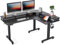 FEZIBO Single Motor 160 * 120 cm L Shaped Electric Adjustable Height Standing Desk with 3 Drawers, Corner Stand up Gaming Desk with Splice Board, Black Frame/Black Top