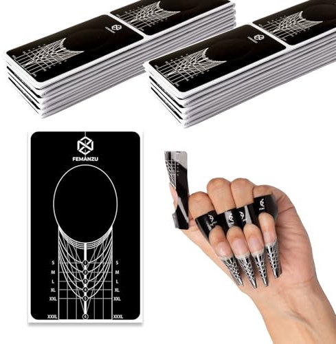 200pcs Gel Builder Nail Forms 6 x 3.5cm - Paper Nail Extension Forms - Self Adhesive Stickers for Curved and Pointed Nails - Perfect for Acrylic UV Gel Nail Art at Home or Salon