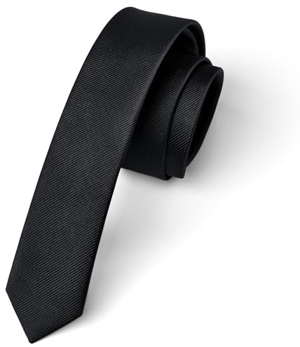 Enlision Cravate Noir Homme Cravate Fine 4CM Slim Cravates en Soie de Couleur Unie Mariage Fête Travail avec Boîte