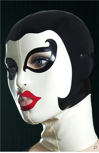 SM Bondage Maske Latex Maske Extrem Flirt Fetisch Maske Lassen Atemlöcher Sexy Vollmaske Reißverschlussdesign Sex Maske für Latex Maskerade Cosplay Halloween Maske Frauen Männer Sex Toys,XS,White