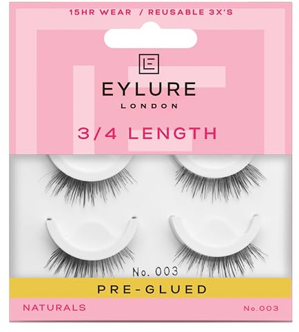 Eylure Press On Pre-Glued False Eyelashes, Light & Wispy Accent Lash, No. 003, Twin Pack
