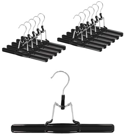 VonBueren 12x grucce pantaloni nero | appendini con pinze in metallo per pantaloni | antiscivolo | gancio girevole