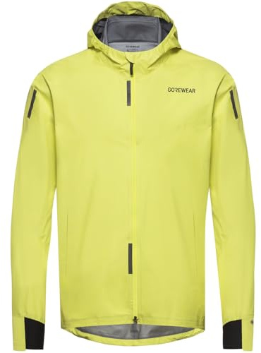 GOREWEAR Concurve GORE-TEX Men’s Running Jacket | Waterproof, Lightweight, Breathable | Packable Rain Jacket with Hood Lime Yellow Extra Large