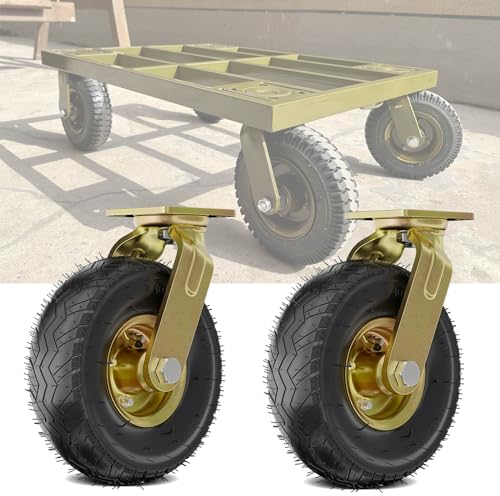8 10 drehbare Trolley-Rollen, pneumatisches Lenkrad, mit Kugellagern, Ersatz-Gummirollen mit Schrauben für Möbel, Stoßdämpfung, geräuschlose Bewegung