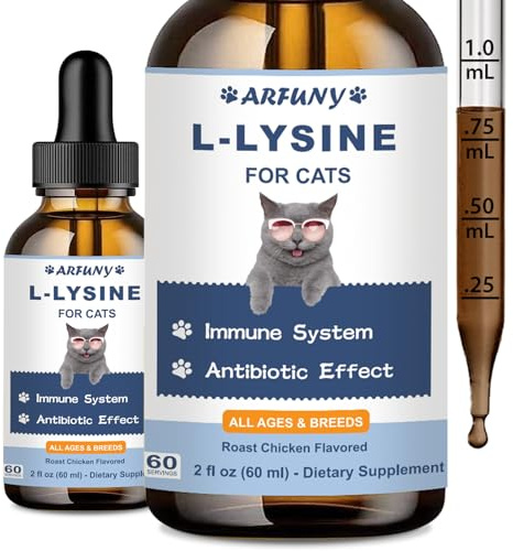 SANTKOL L-Lysine for Cats, Immune, Respiratory, Eye Function Support, 60ML