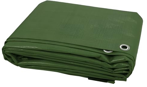 Green Tarpaulin Waterproof 2 x 2 m - 90 GSM Heavy Duty PE Tarp Sheet with Eyelets, Reinforced Edges, UV Resistant Groundsheet Cover for Camping, Garden Furniture, Construction, Outdoor Use