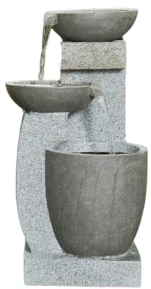 Harmonia Garden Water Fountain Comprising Tiered Cascade Waterfall into Contemporary Bowls