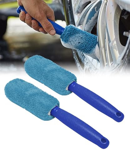 Flaconi 2PCS Spazzola Cerchi Auto,Spazzola Pulizia Cerchi Auto,Pulisci Cerchi Auto Spazzola,Spazzola per Lavaggio Cerchi Auto,Adatta a Molti Tipi di Cerchi in Alluminio e Acciaio (Blu)