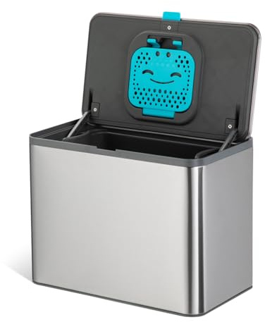 Home Zone Living Kitchen Compost Bin with CleanAura, Stainless Steel, Small and Compact Design, Includes Placement Attachments, 5 Liter Capacity, Silver