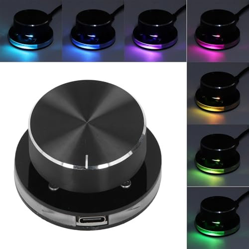 Dpofirs USB Lautstärkeregelung, Multimedia Sound Controller mit RGB Licht, PC Lautstärkeregler, mit Einer Schlüsselstummefunktion, Typ C External Media Adjustment Controller
