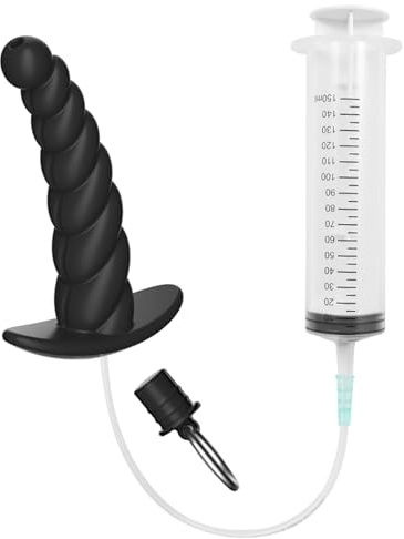 AMAZBEE Doccia anale con attacco per siringa Spina per clistere a spirale in silicone per la pulizia del colon Kit per la pulizia della prostata riutilizzabile per uomini (M,1)