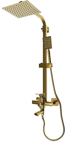 Sistemas de ducha, válvula de ducha, columna de ducha, juego de ducha de mano, juego de ducha dorado con cabezal de ducha y cabezal de ducha de mano, barra de ducha ajustable para casas, hoteles