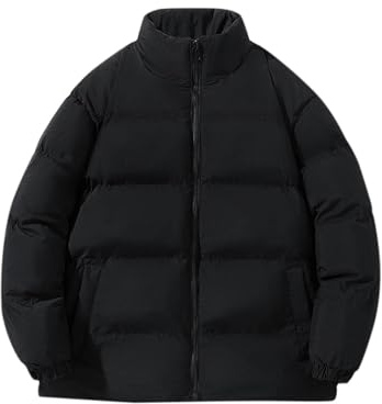 KOG Winterjacke Herren Steppjacke Baumwolle Wintermantel Casual Parka Dufflecoat Oberteile Jungen Hemdjacke Warm Vliesjacke College Jacke Steppmantel Motorrad Jacke Fleecepullover Schwarz M
