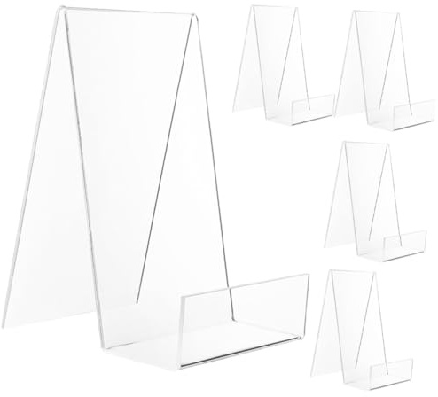Mipcase Présentoir à Livres en Acrylique Transparent Lot de 5 Serrage-Livres de Table Support Polyvalent pour Bandes Dessinées Livres et Albums Étagère Compacte pour Bureau et