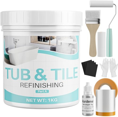 Xmntdo Tub Paint for Bathtub, 35oz Tub and Tile Refinishing Kit with Tools, Water Based Bathtub Paint White for Tile, Toilets, Kitchen, Sink