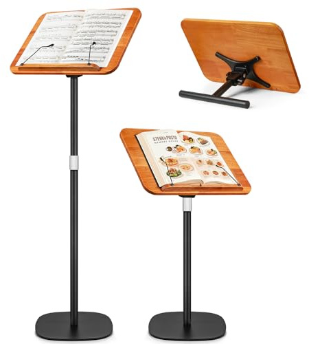Soporte Ajustable 2 en 1 para Libros y Portátiles, 50-130 cm altura ajustable, Uso Dual en Suelo y Mesa, Atril 2 en 1 para libros con placa XXL, inclinación de 180° para niños y adultos (Negro)