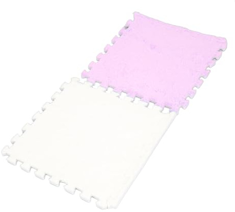 ZJchao Tapis de Sol pour Sol, Tapis de en Mousse Pelucheuse, Dalles de Moquette Emboîtables, Carreaux de en Mousse, Carrés de, de Jeu pour Enfants, de Jeu pour Puzzle (Violet Blanc)