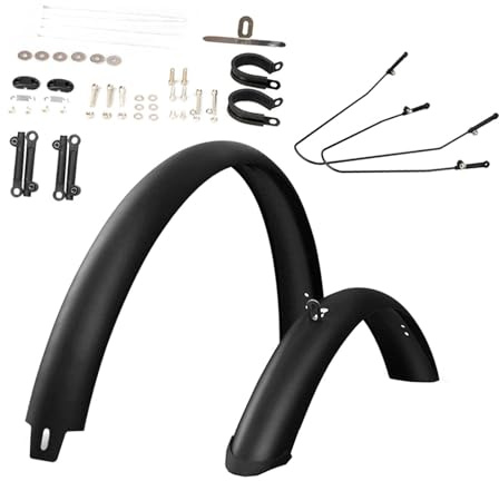 Road Bike Fenders Mountain Bike Mud Guards Sturdy Full Cover Fenders Wheel Protection Matte Black Front And Rear Set Mudflaps, 26 Inch Black Brace