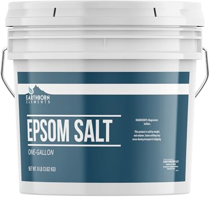 Earthborn Elements Epsom Salt (1 Gallon), Resealable Bucket, Magnesium Sulfate Soaking Solution, All-Natural