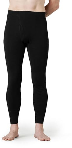 LAPASA Pantalones Térmicos Ligeros 100% Lana Merino para Hombre Calzoncillos Largos Capa Base Ropa Interior M30 M Negro (Ligero)