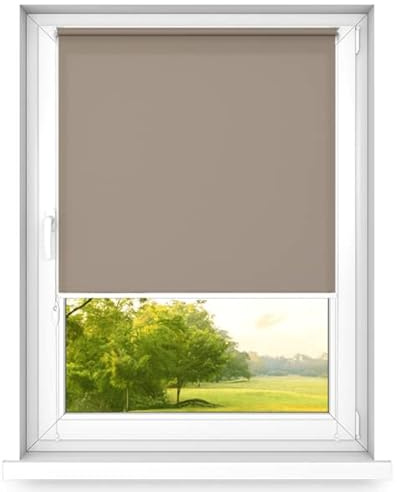 Time4Blinds Mini Estor Enrollable Basic - No Invasivo - Estor de Ventana Interior Sin Taladrar - 600x1000mm Marrón Operado en el Lado Izquierdo