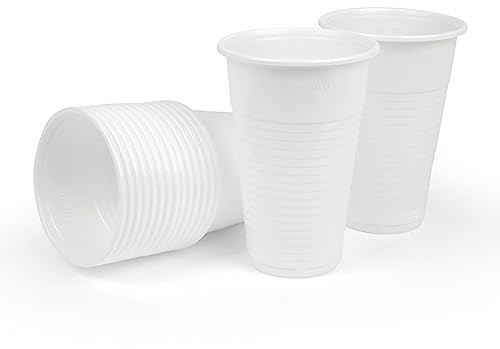Inoverse 1000 Stück Plastikbecher Trinkbecher, 0,2 L Ausschankbecher, Partybecher Kunststoff, Plastik Becher, Partygeschirr, Bierbecher, Wasserbecher - Weiß