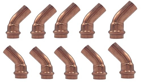 Amazinnov -Rame crimpare Raccordo tubo in rame, connettore idraulico per saldatura-Gomito-45°-crimpare-MF16___Lotto 10
