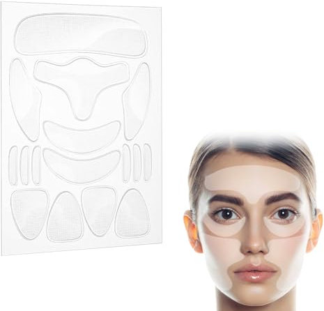 Cerotti Per Il Viso Silicone Pad, 16 Pezzi Silicone Patch Antirughe, Patch Riutilizzabile Viso Antirughe Silicone, Ridurre le Rughe e le Linee Sottili e Levigare la Pelle