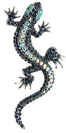 Damen-Brosche, Vintage-Stil, Gothic, Gecko, Eidechse, lang, blau, professionell, Kunststoff, Kein Edelstein