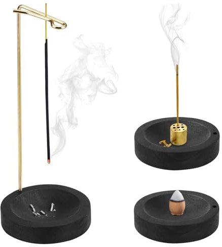 2-in-1 Räucherstäbchen Halter Hat, 9 Loch Incense Holder Räuchergefäß, Räucherstäbchen Halter Holz Basis, Räucherstäbchen Halterung Modern, Incense Holder für Home Office Decor Yoga Meditation