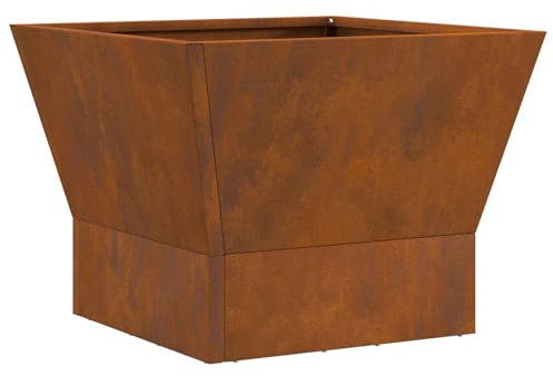 vidaXL Weathering Steel Outdoor Fire Pit - 40 x 30 cm ic Square Patio/Wood-Burning Brown Fireplace
