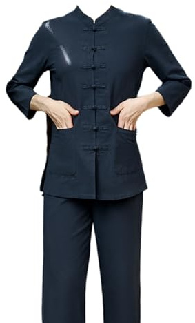 Leeonway Abiti da Donna per Il Tai-Chi,Abito Uniforme di Arti Marziali,Abbigliamento per Arti Marziali,Traspirante E Traspirante,Largo E Comodo,per Meditazione E Qigong