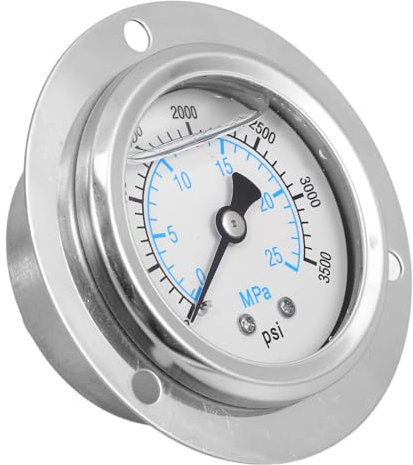 Cabilock Manometer Flüssigkeitsdruckmesser Industrielles Druckmessgerät Öl Inline Messuhr Kupfer Silber