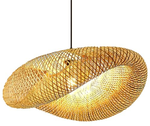 JXYDJH Lampadari A Sospensione in Cesto di bambù con Paralume A Cupola in bambù Lampadario A Gabbia in bambù per Corridoio in Stile Fattoria Costiera Lampada A Sospensione in Cesto di Rattan