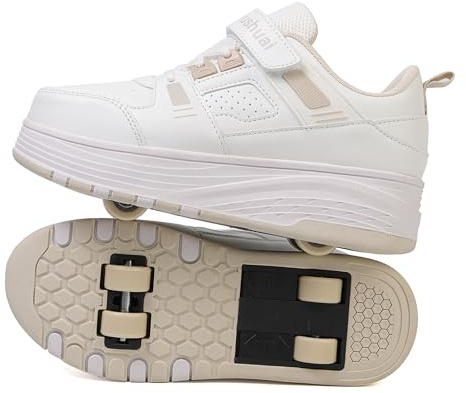 Skridsko Zapatos con Ruedas para niños y niñas, Zapatillas de Deporte al Aire Libre con Ruedas para niños, Zapatillas de Skateboard con 4 Ruedas Ajustables para Pascua, Cumpleaños, Navidad