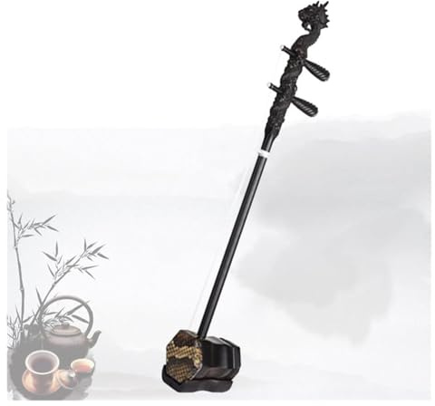 Erhu Chinese 2-string Violin, Fiddle Musical Instrument + Free Accessories Professional Black Sandalwood Erhu With Engraved Dragon Head For Beginners Professional And Advanced Performances(Black-A)