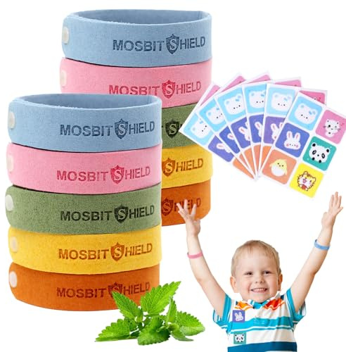 BORISCA 10 Piezas Antimosquitos Pulsera Niños con Parches Antimosquitos Pulsera Mosquitos de Aceite Esencial de Plantas para Adultos y Bebe Pulseras Citronela Libre de DEET para Picnics Deportes Dormi