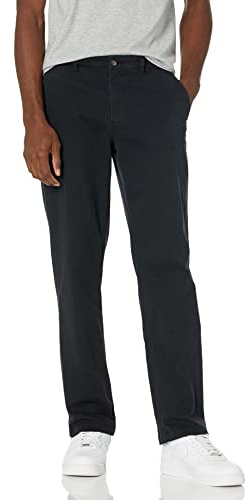 Amazon Essentials Pantalon Chino Décontracté et Extensible, Coupe Classique Homme, Noir, 36W / 33L