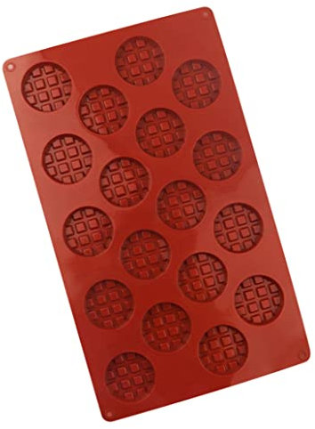 MaylFre Waffelform 18 Grids Silikon Mini Waffel Backformen Form DIY Runde Keks Schokoladenform Backen Zubehör Claret Mold, Rot