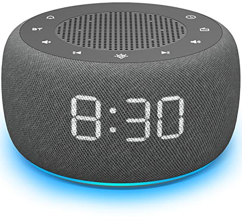 DOUMOSH Radiowecker mit Bluetooth, Wecker Digital mit 0-100% Display Dimmer, Farbige Nachtlicht, Bluetooth Lautsprecher Wecker für das Schlafzimmer - Space Grau