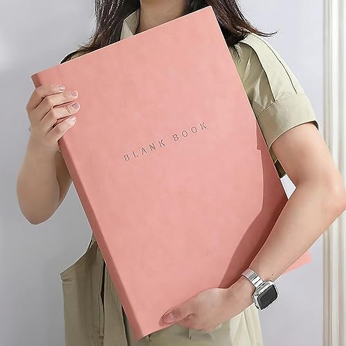 HONGTAISHENG A3 Notizbuch Skizzenbuch - 760 Seiten 380 Blatt - Hochwertiges Zeichenpapier - weicher PU-Bezug Skizzenblock für Künstler und Profis für Zeichnungen und Skizzen, 420×290mm - rosa