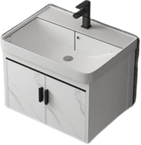 CASEGO Wall-mounted Washbasin Deepening Ceramic Basin Surface Double Temperature Faucet Home Bathroom Washbasin Cabinet Combination (60CM)
