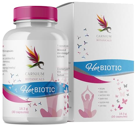 Carnium Botanicals Her Biotic – Kulturen Komplex für Frauen mit Lactobacillus, Bifidobacterium, Preiselbeere-Extrakt & D-Mannose – 6 Bakterienstämme – 30 vegane Kapseln