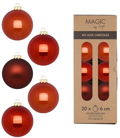 Weihnachtskugeln Glas 6cm 20 Stück - matt & glänzend - Christbaumkugeln Weihnachtsbaumkugeln für Weihnachten - Christbaumschmuck & Weihnachtsbaumschmuck Kupfer Braun Mix - Warm Terracotta