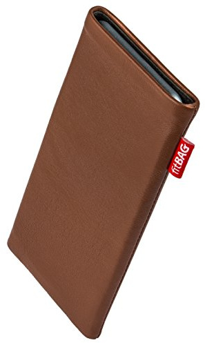 fitBAG Beat Cognac mobilväska för Samsung Galaxy S25 väska av äkta läder Nappa med mikrofiberfoder | Fodral med rengöringsfunktion | Tillverkad i Tyskland