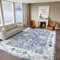 IKALIFE Teppich Wohnzimmer Vintage Waschbar - Kurzflor Waschbarer Teppich rutschfest Super Weich Blumen Design Groß Wohnzimmerteppich für Esszimmer Schlafzimmer 120x170 cm Blau
