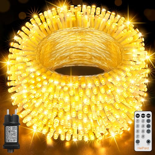 HeiPard Luci Albero Natale Esterno Interno 40M, 400 LED catena luminosa esterno con 8 Modalità e Memoria, Impermeabile Lucine da Esterno Giardino per Balcone, Casa, Festa, Nozze - Bianco Caldo