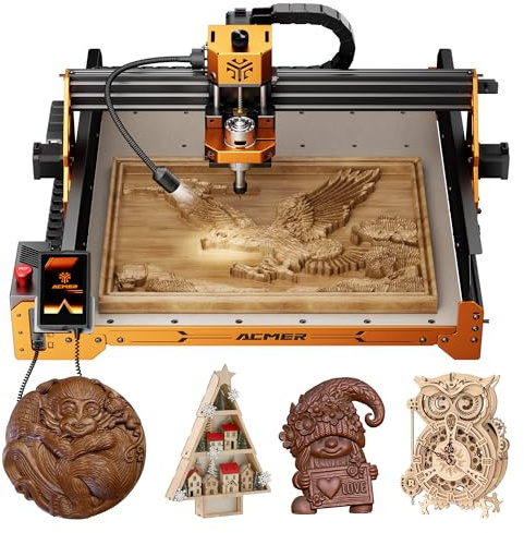 CNC Router Machine,ACMER Ascarva 4S CNC Milling Machine,70W 24V Spindle Power,15.7” x 15.7” x 3.7”,120W Whole Machine Power for Wood Plastic Acrylic MDF Carving Cutting